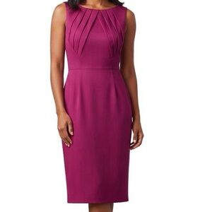 Dressbarn Magenta Satin Sheath, Size 6, Pintuck Detail, Career or Cocktail